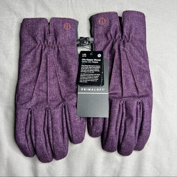 NWT Lululemon City Keeper Gloves L/XL Purple Black (HTGT) *Fleece Lined - Picture 1 of 16